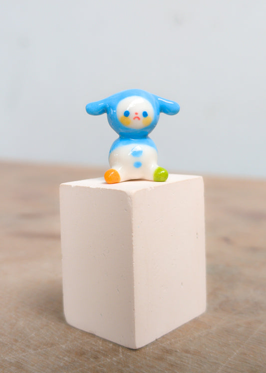 goatPIERROT Ceramic Art Toy 26.09.10 [Lop-Eared Bobblenubbin in Blue, 3 cm tall]