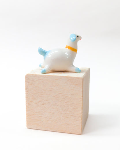 goatPIERROT Ceramic Art Toy [Long-Necked Pupnubbin with Yellow Neck Ribbon, 1.2" tall]