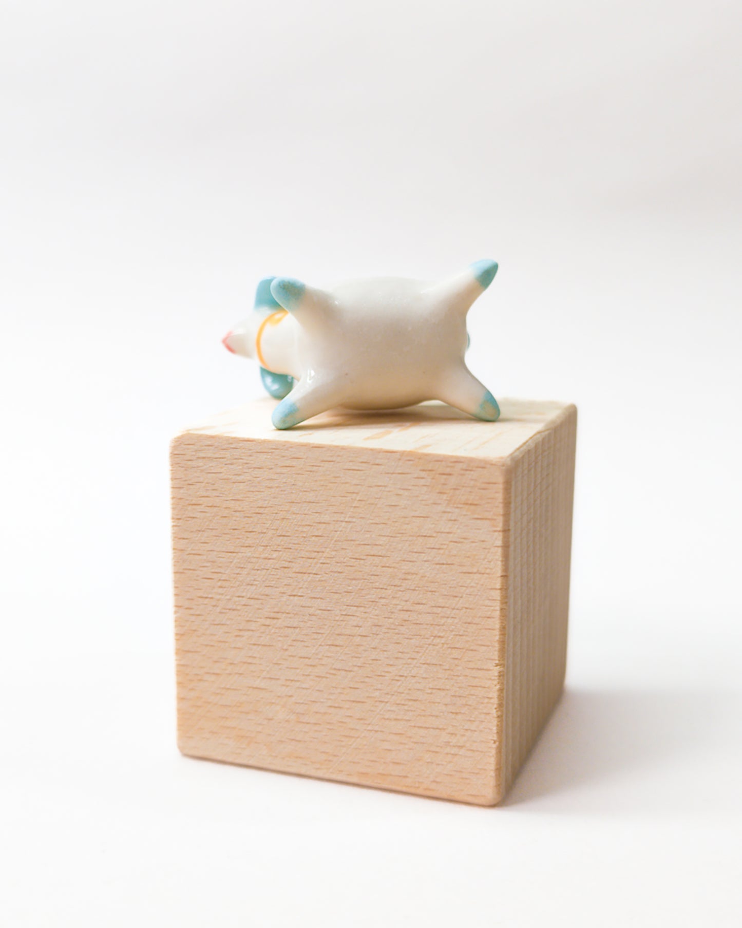 goatPIERROT Ceramic Art Toy [Long-Necked Pupnubbin with Yellow Neck Ribbon, 1.2" tall]