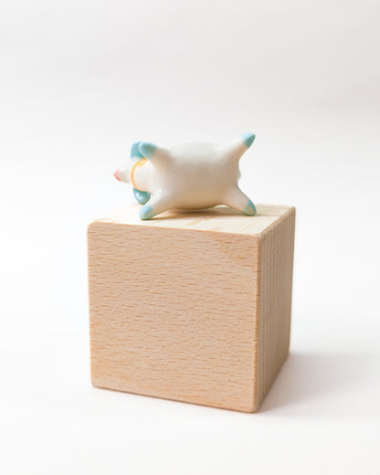 goatPIERROT Ceramic Art Toy [Long-Necked Pupnubbin with Yellow Neck Ribbon, 1.2" tall]