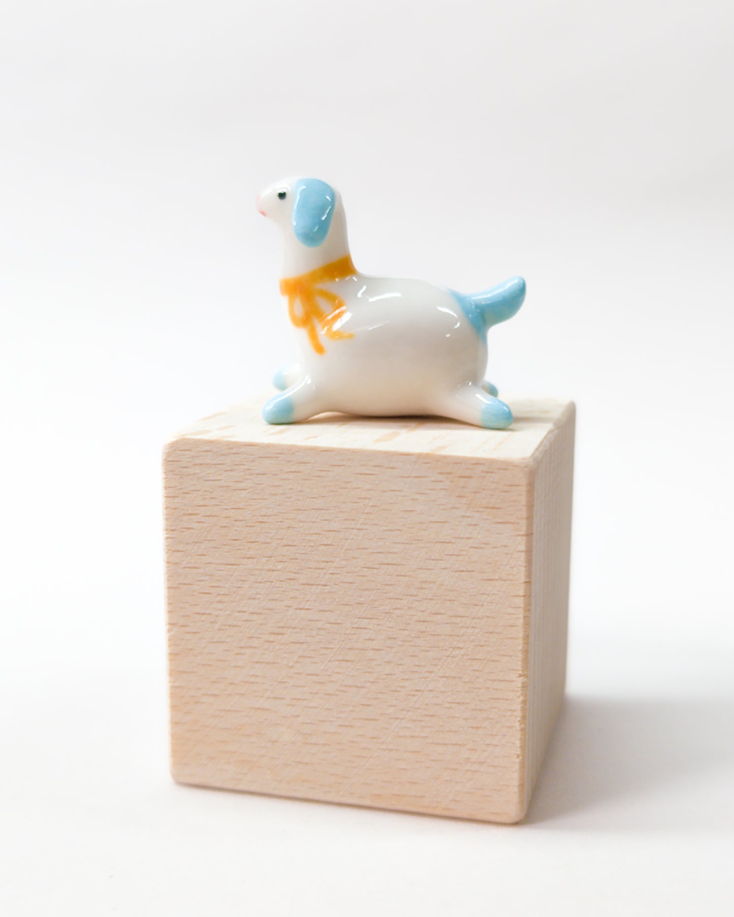 goatPIERROT Ceramic Art Toy [Long-Necked Pupnubbin with Yellow Neck Ribbon, 1.2" tall]