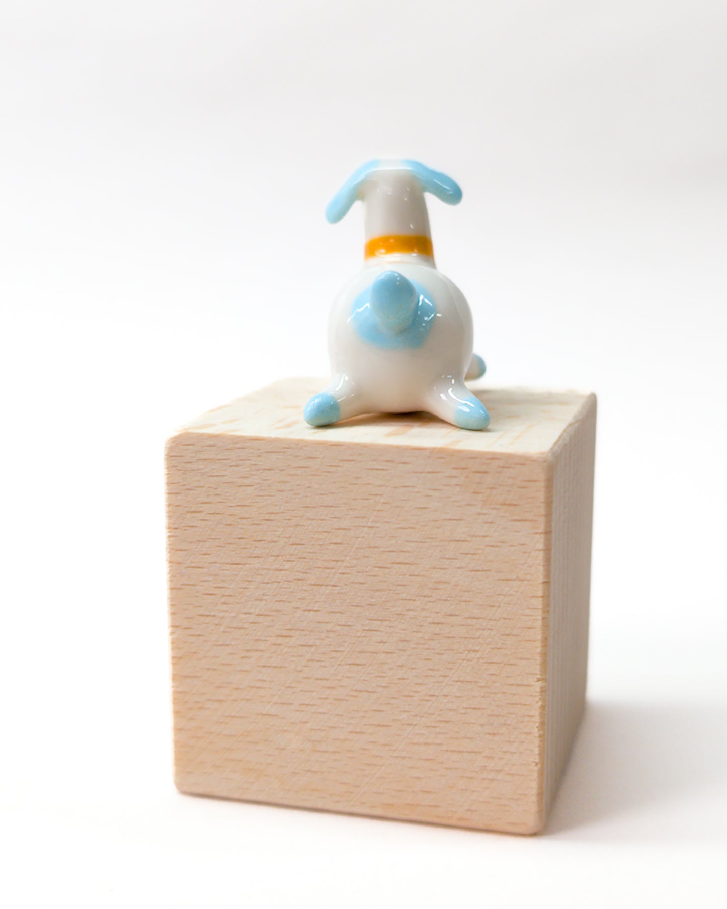 goatPIERROT Ceramic Art Toy [Long-Necked Pupnubbin with Yellow Neck Ribbon, 1.2" tall]