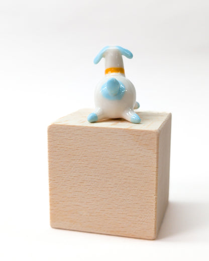goatPIERROT Ceramic Art Toy [Long-Necked Pupnubbin with Yellow Neck Ribbon, 1.2" tall]