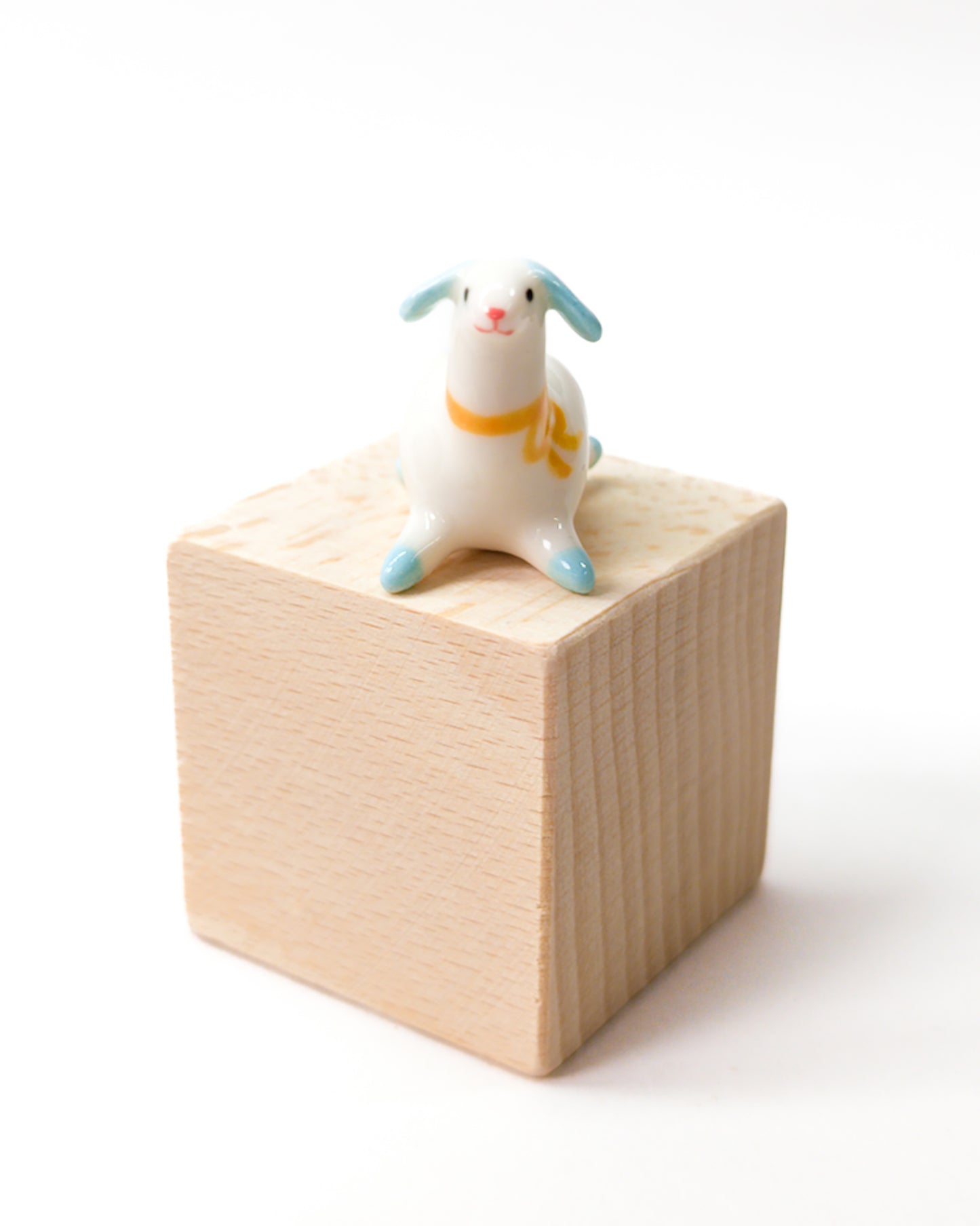 goatPIERROT Ceramic Art Toy [Long-Necked Pupnubbin with Yellow Neck Ribbon, 1.2" tall]