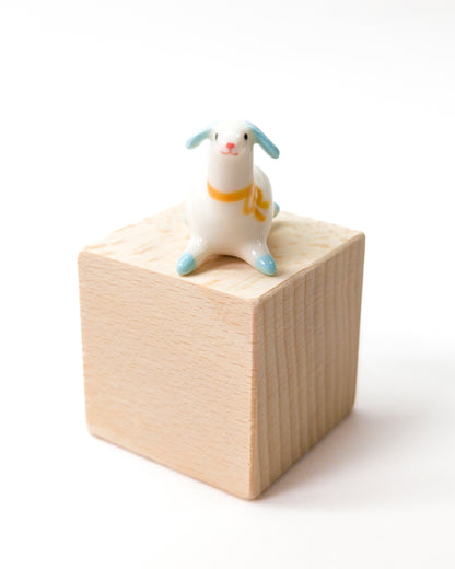 goatPIERROT Ceramic Art Toy [Long-Necked Pupnubbin with Yellow Neck Ribbon, 1.2" tall]