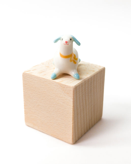 goatPIERROT Ceramic Art Toy [Long-Necked Pupnubbin with Yellow Neck Ribbon, 1.2" tall]