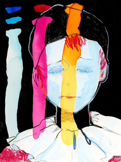 Drawing #23: "Ink Pierrot" on thick watercolor paper