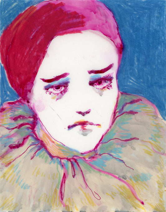 Drawing #22: "Magenta Pierrot" on translucent yupo paper