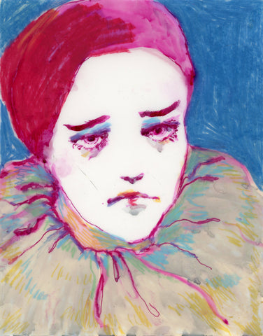 Drawing #22: "Magenta Pierrot" on translucent yupo paper