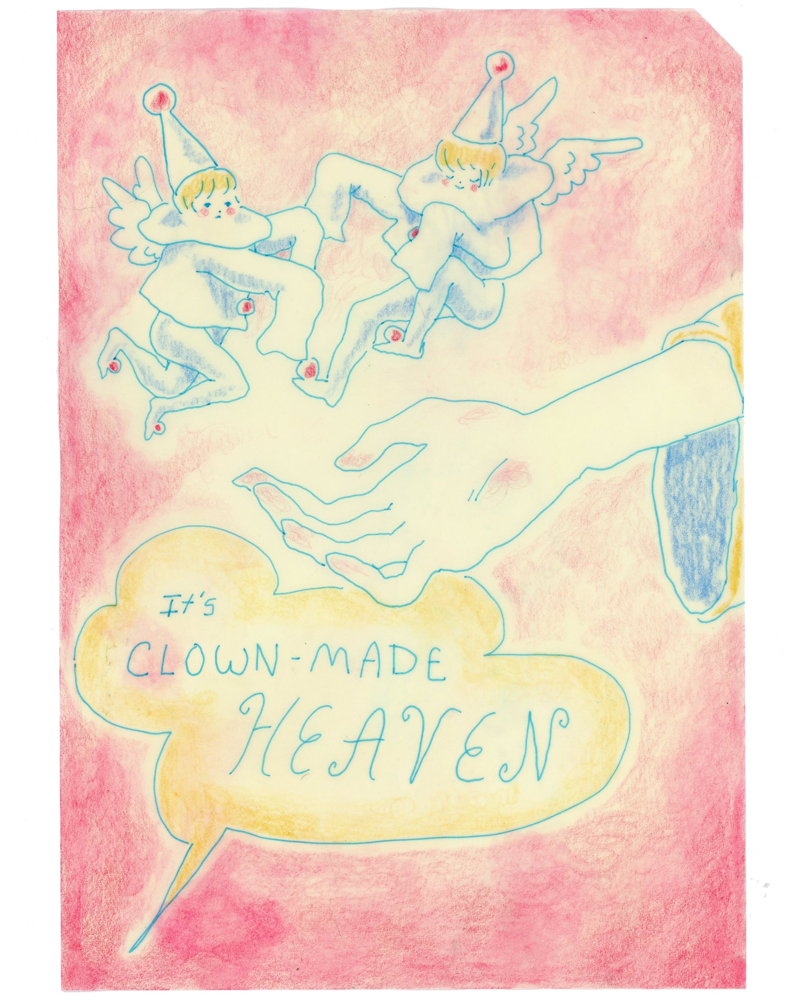 Drawing #48: "Clown-Made Heaven" [Beeswaxed Midori A5 paper]