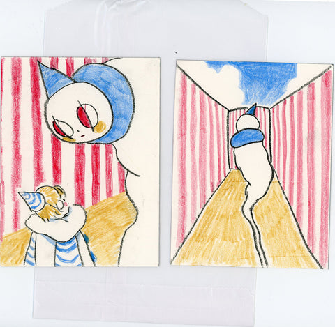 4"x5" Drawing #6: Holsomclown+Child series, set of 2