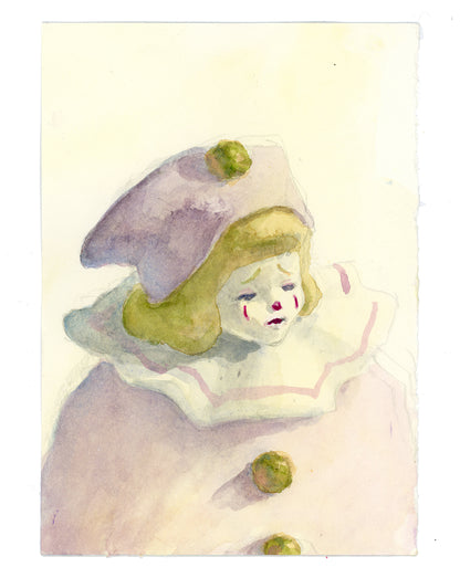 Watercolor #9: "Sekiguchi Musicbox Study #3, Lily" [Watercolor and Graphite on Hot Press Watercolor Paper, 5 x 7 inches]