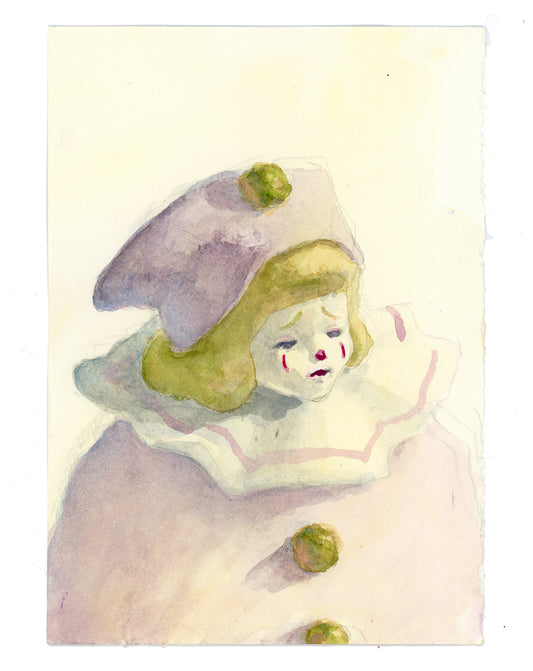 Watercolor #9: "Sekiguchi Musicbox Study #3, Lily" [Watercolor and Graphite on Hot Press Watercolor Paper, 5 x 7 inches]