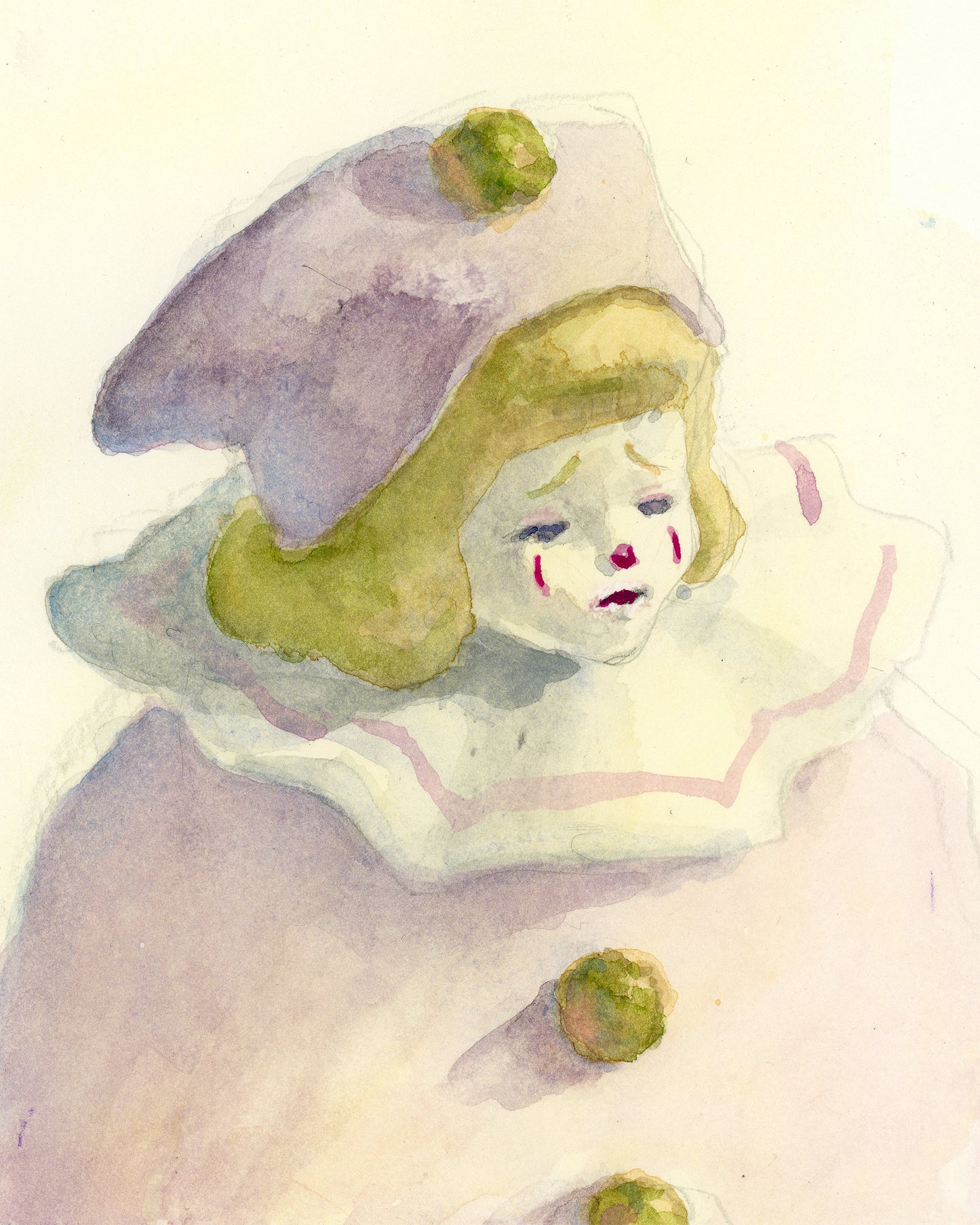 Watercolor #9: "Sekiguchi Musicbox Study #3, Lily" [Watercolor and Graphite on Hot Press Watercolor Paper, 5 x 7 inches]
