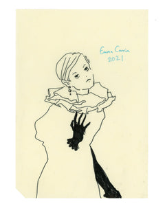 Drawing #70: "Miu Miu Pierrot Gown" [Beeswaxed Midori A5 paper]