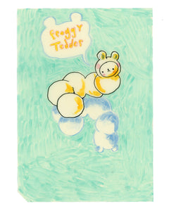 Drawing #72: "Froggy Tedder" [Beeswaxed Midori A5 paper]