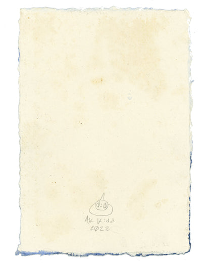 Watercolor #10: "Pierrot in Blue" Handmade A5 Watercolor Paper with Deckled Edges