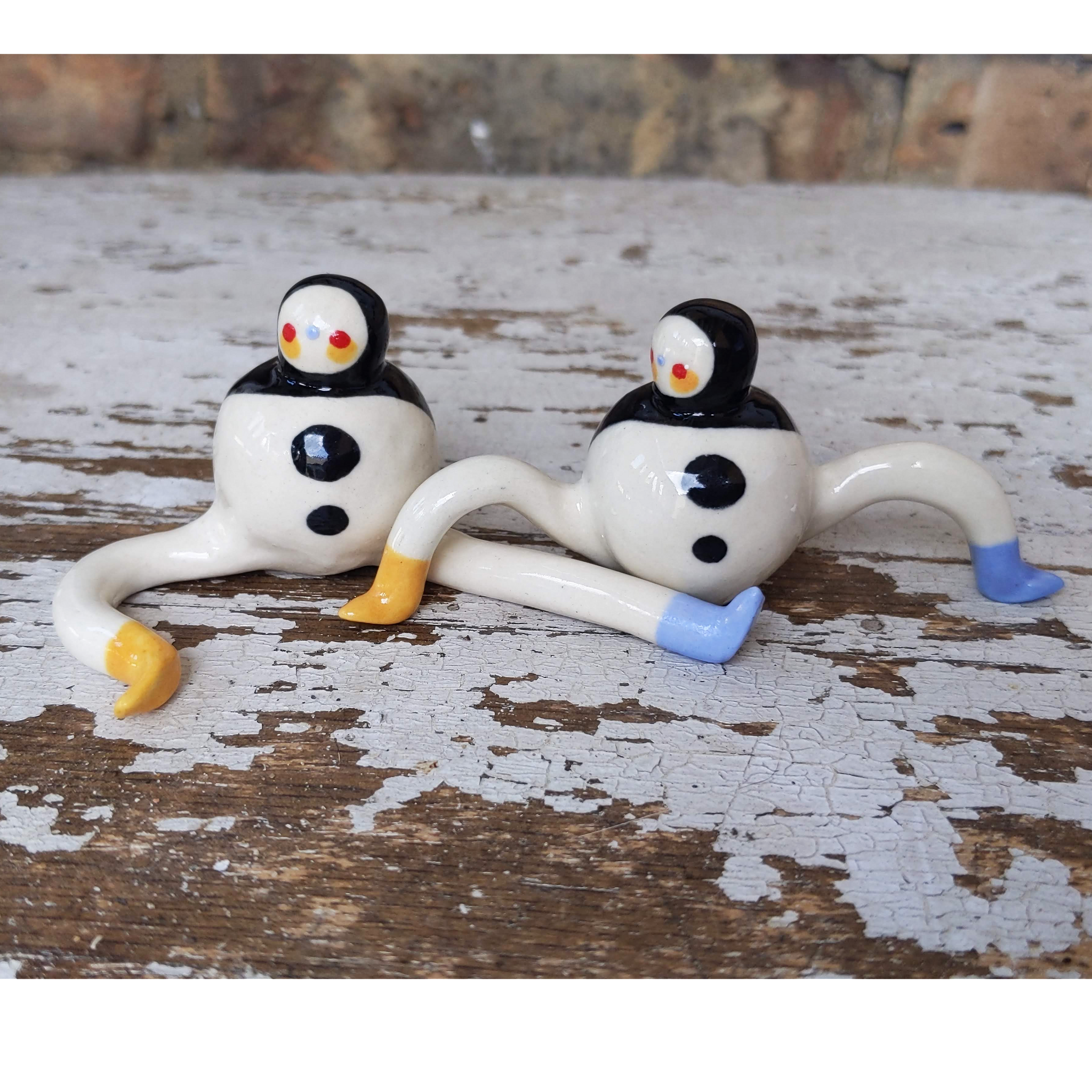 Tinybirdman Ceramic Art Toy Duo [1" in diameter bodies - larger than usual]
