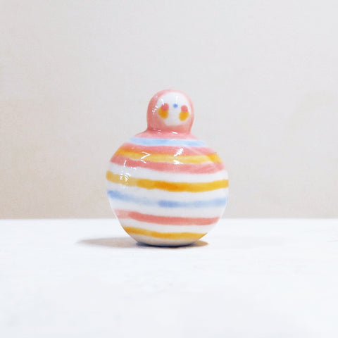 Birbauble Ceramic Art Toy [BB22.037: Pastel Stripe Bauble Second]