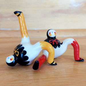 Tinybirdman Ceramic Art Toy Duo [22.010 and 22.011 Black Capelet with Bow]