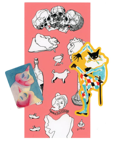 goatPIERROT Art Sticker Set #11 [Vinyl Sticker Sheet,  Frosted Transparent Vinyl Sticker, Oversize Matte Die-Cut Sticker]