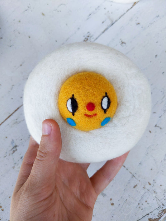 Needle Felted Fried Egg Pin #2