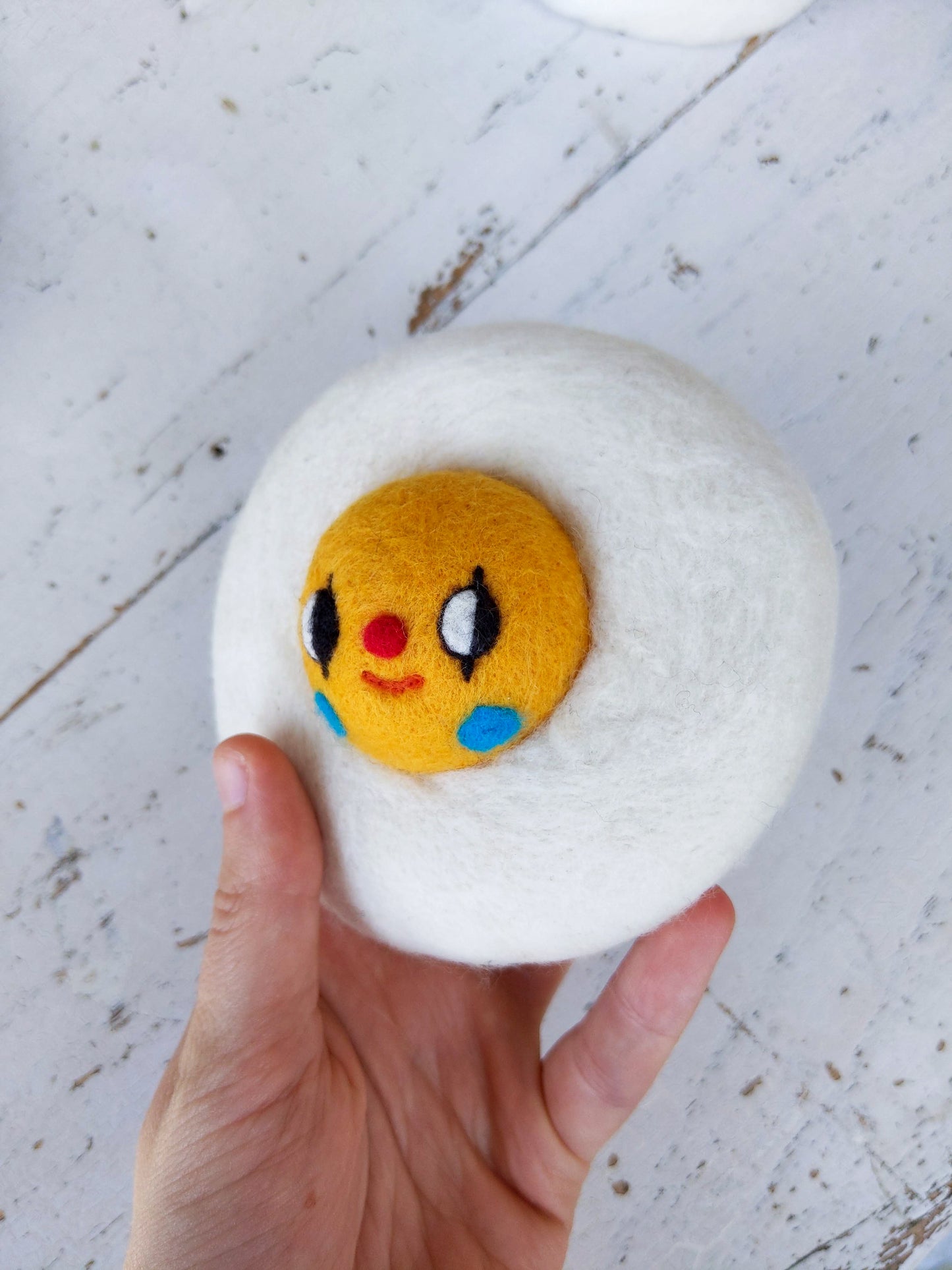 Needle Felted Fried Egg Pin #2