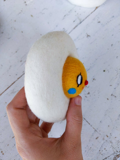 Needle Felted Fried Egg Pin #2