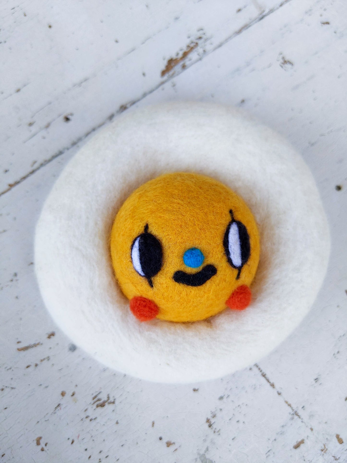 Needle Felted Fried Egg Pin #3