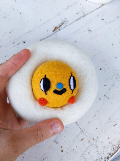 Needle Felted Fried Egg Pin #3