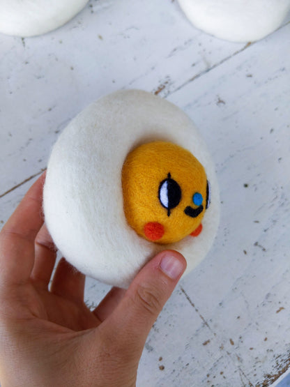 Needle Felted Fried Egg Pin #3