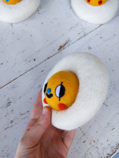 Needle Felted Fried Egg Pin #3