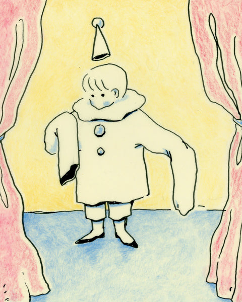 Drawing #118: "Powder Pierrot #2" [Beeswaxed Midori A5 paper]