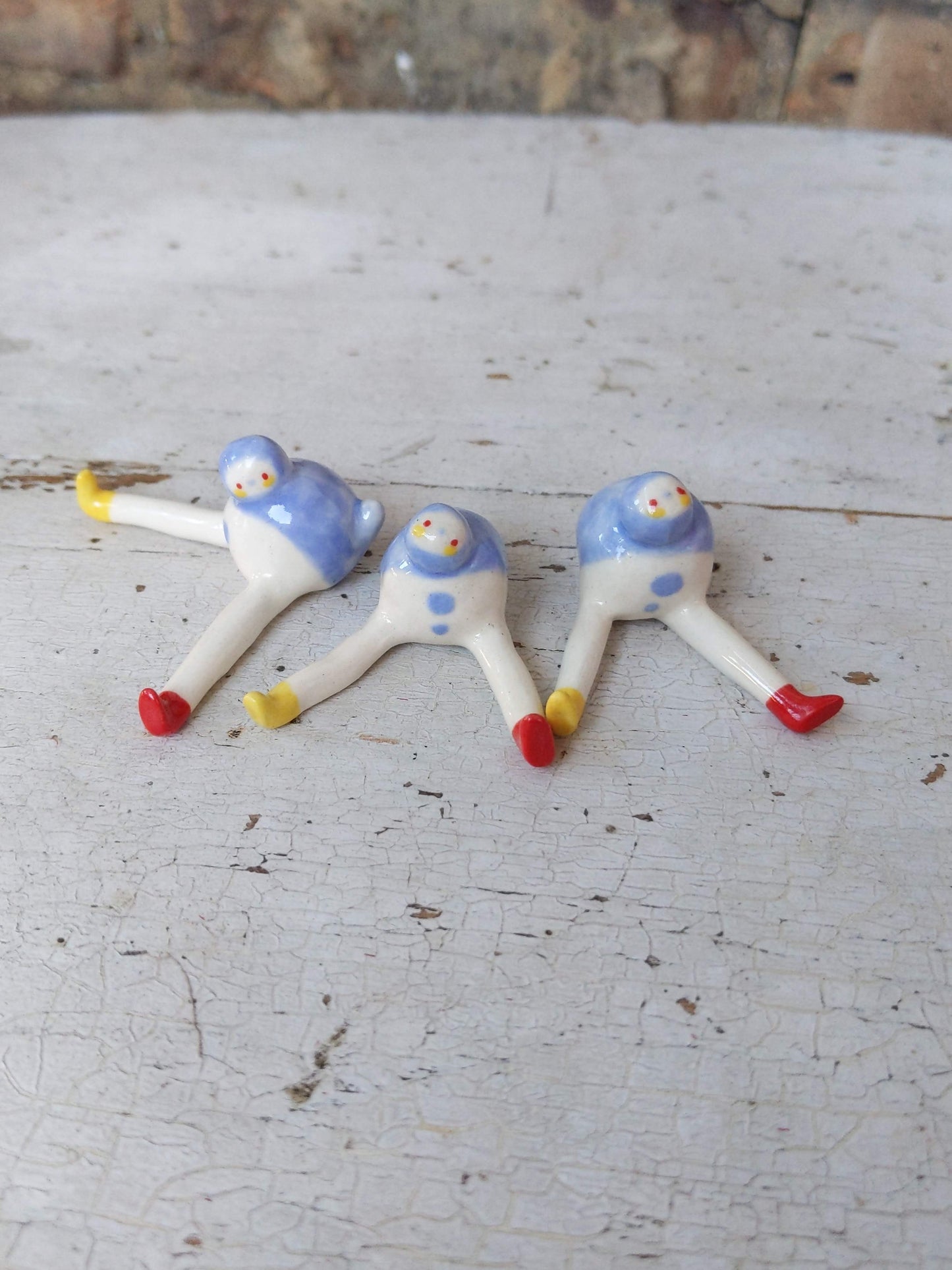 Tinybirdman Ceramic Art Toy [Blue Prototype, Set of Three]