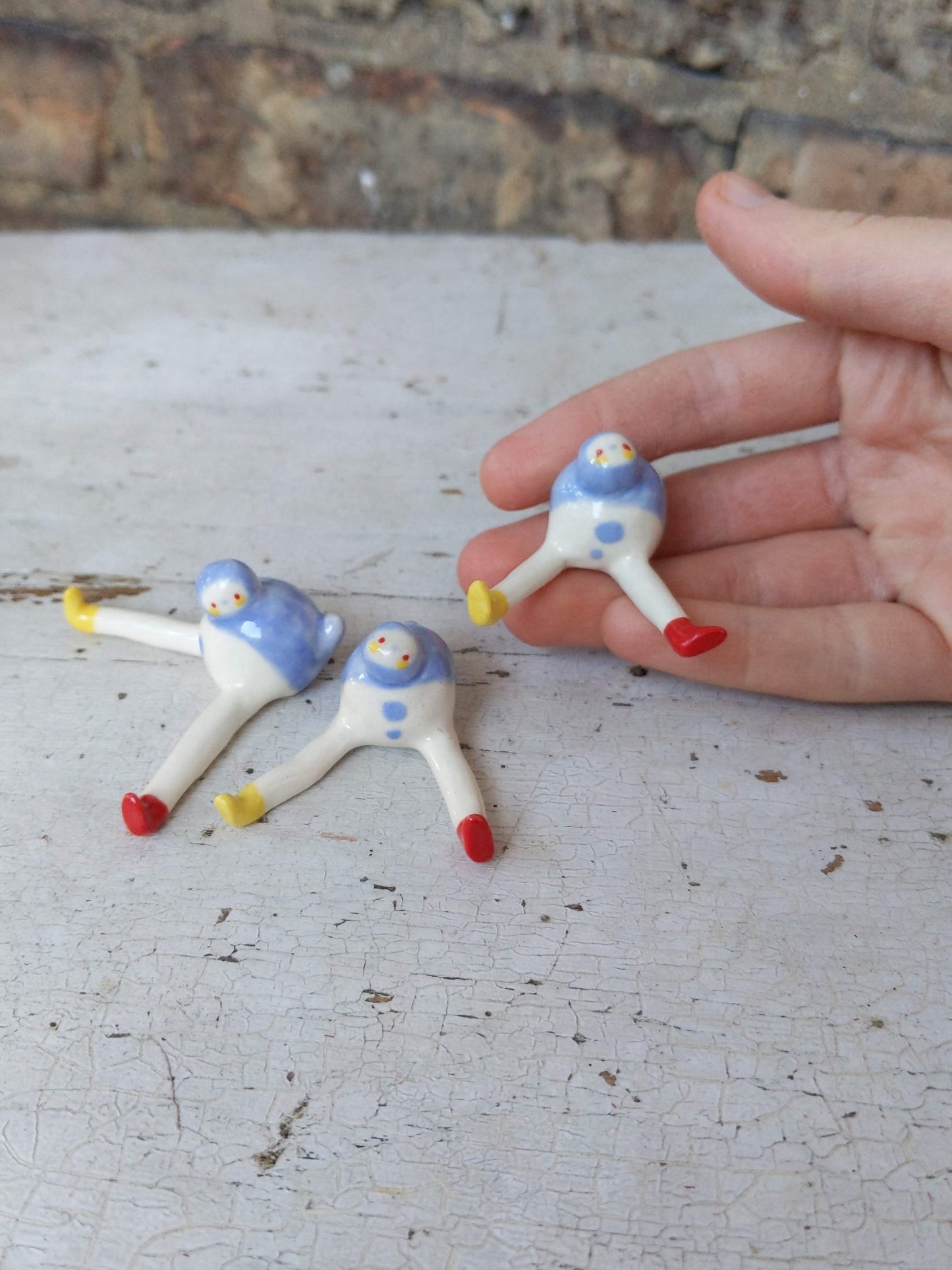 Tinybirdman Ceramic Art Toy [Blue Prototype, Set of Three]