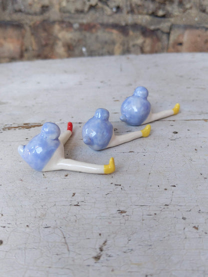 Tinybirdman Ceramic Art Toy [Blue Prototype, Set of Three]