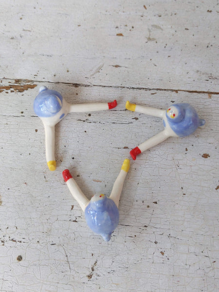 Tinybirdman Ceramic Art Toy [Blue Prototype, Set of Three]