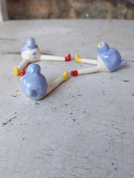 Tinybirdman Ceramic Art Toy [Blue Prototype, Set of Three]