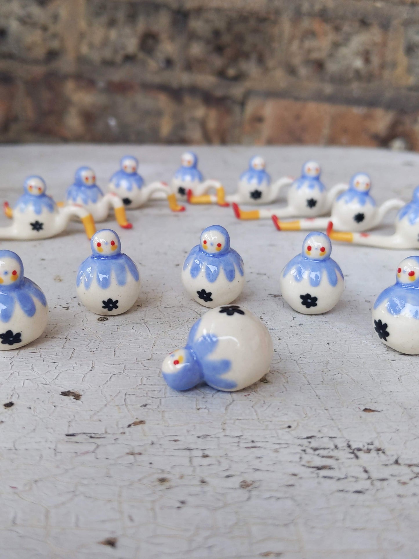 Birbauble Ceramic Art Toy [Blue Flower]