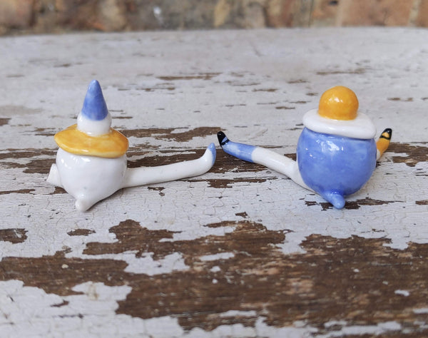 Tinybirdman Ceramic Art Toy [Primary Colors Duo: Injured Clown + Egg]