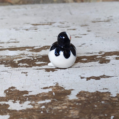 Birbauble Ceramic Art Toy [Black+White+Red Flower]