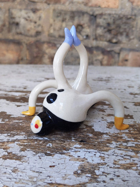 Tinybirdman Ceramic Art Toy [Foot High Five Duo, 1.25" in diameter bodies, minor base imperfection]