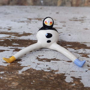 Tinybirdman Ceramic Art Toy [7/8" Body Diameter, V Sitting Pose]