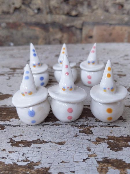 Birbauble Ceramic Art Toy [Pastel Pierrot Trio, Marble-sized]