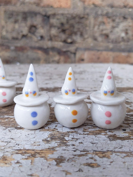 Birbauble Ceramic Art Toy [Pastel Pierrot Trio, Marble-sized]