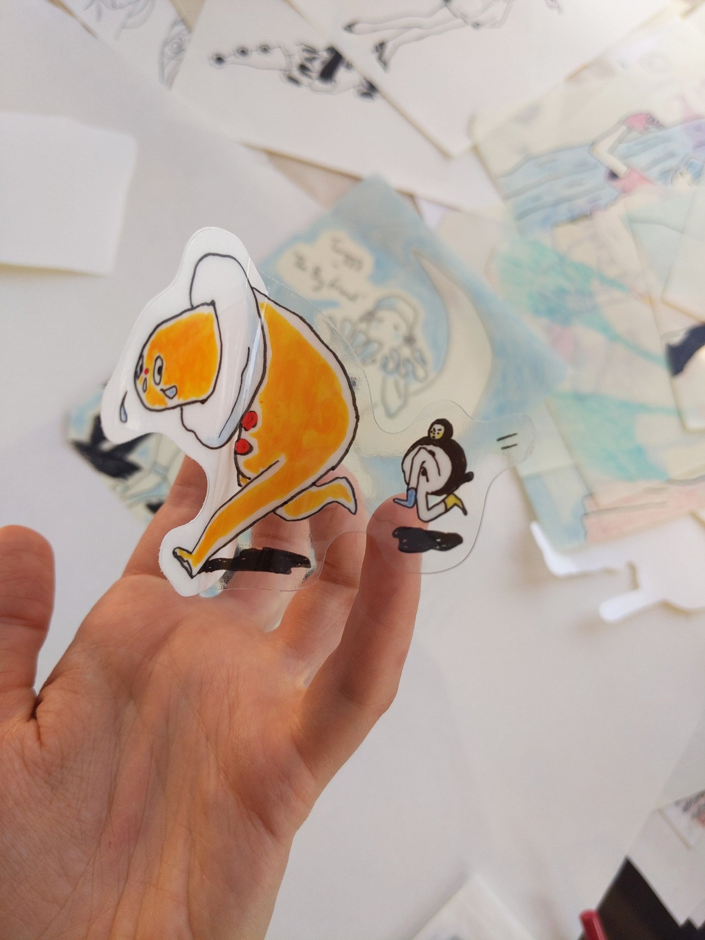 Tinybirdman and Egg Boy Sticker [Glossy Transparent Vinyl, UV-resistant Vinyl]