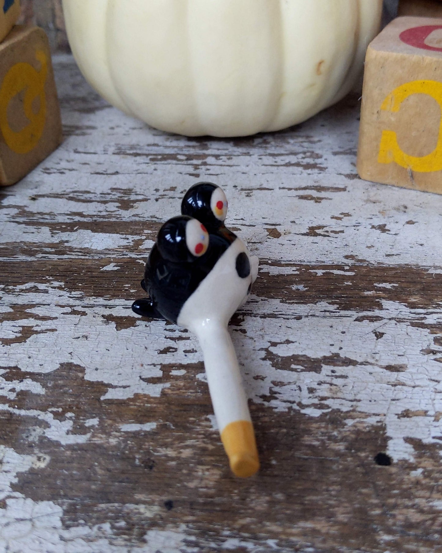 Tinybirdman Ceramic Art Toy [Injured Two-Headed Tinybirdman, Blue Blood]