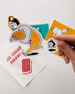 Tinybirdman and Egg Boy Sticker [Glossy Transparent Vinyl, UV-resistant Vinyl]