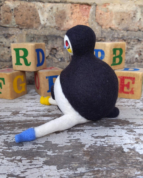 Needle Felted Tinybirdman #3 [Merino Wool, Weighted with Glass Marbles]