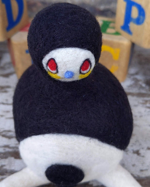 Needle Felted Tinybirdman #3 [Merino Wool, Weighted with Glass Marbles]